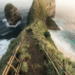 green grass covered mountain island